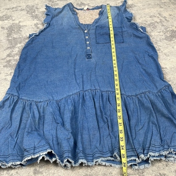 Anthropologie Pilcro Flounced Tunic Dress Chambray Denim Cotton Blue Sz L - Picture 8 of 16